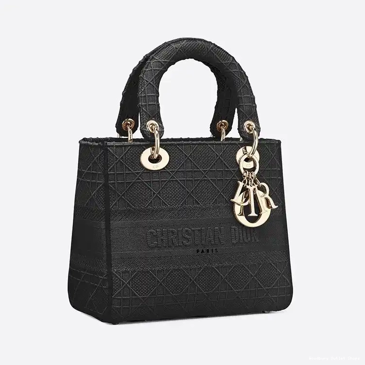 Cheap Bag Lady Motif Black D-lite Canvas Medium Cannage 0324 Hot Sale